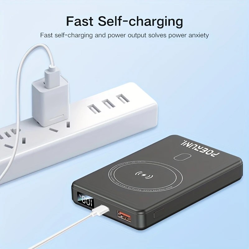 Повербанк бездротовий, Магнітний POERUNI 10000mah Повербанк бездротовий, Магнітний POERUNI 10000mah