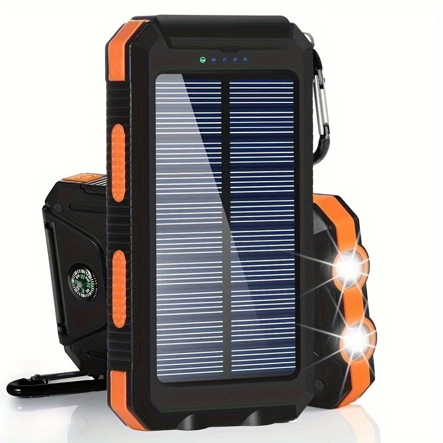 Повербанк-сонячна батарея 10000mAh (Чорний / Помаранчевий) Повербанк-сонячна батарея 10000mAh (Чорний / Помаранчевий)
