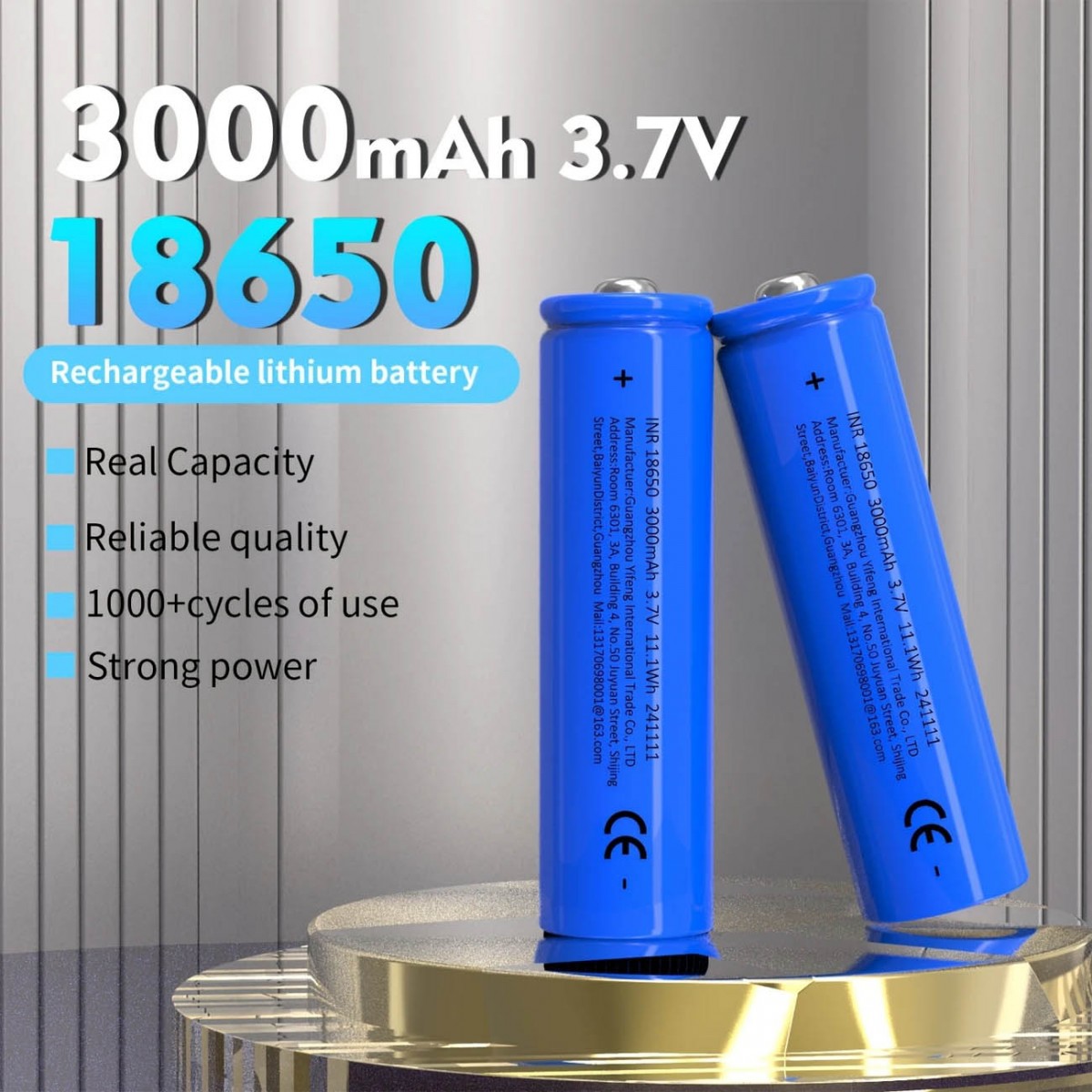 Акумулятор INR 18650, 3000mAh 3.7 V. 11,1 Wh. 1 шт Акумулятор INR 18650, 3000mAh 3.7 V. 11,1 Wh. 1 шт
