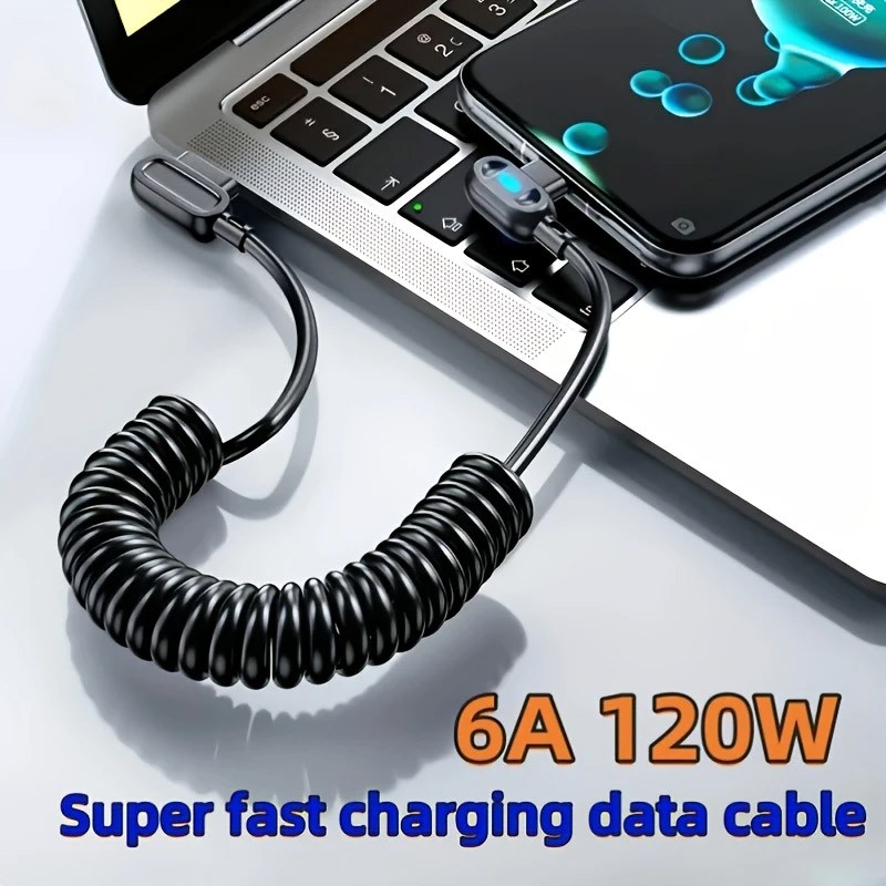 Кабель USB до USB-C Max 120W 6A кручений 2 метра 1 шт. Кабель USB до USB-C Max 120W 6A кручений 2 метра 1 шт.