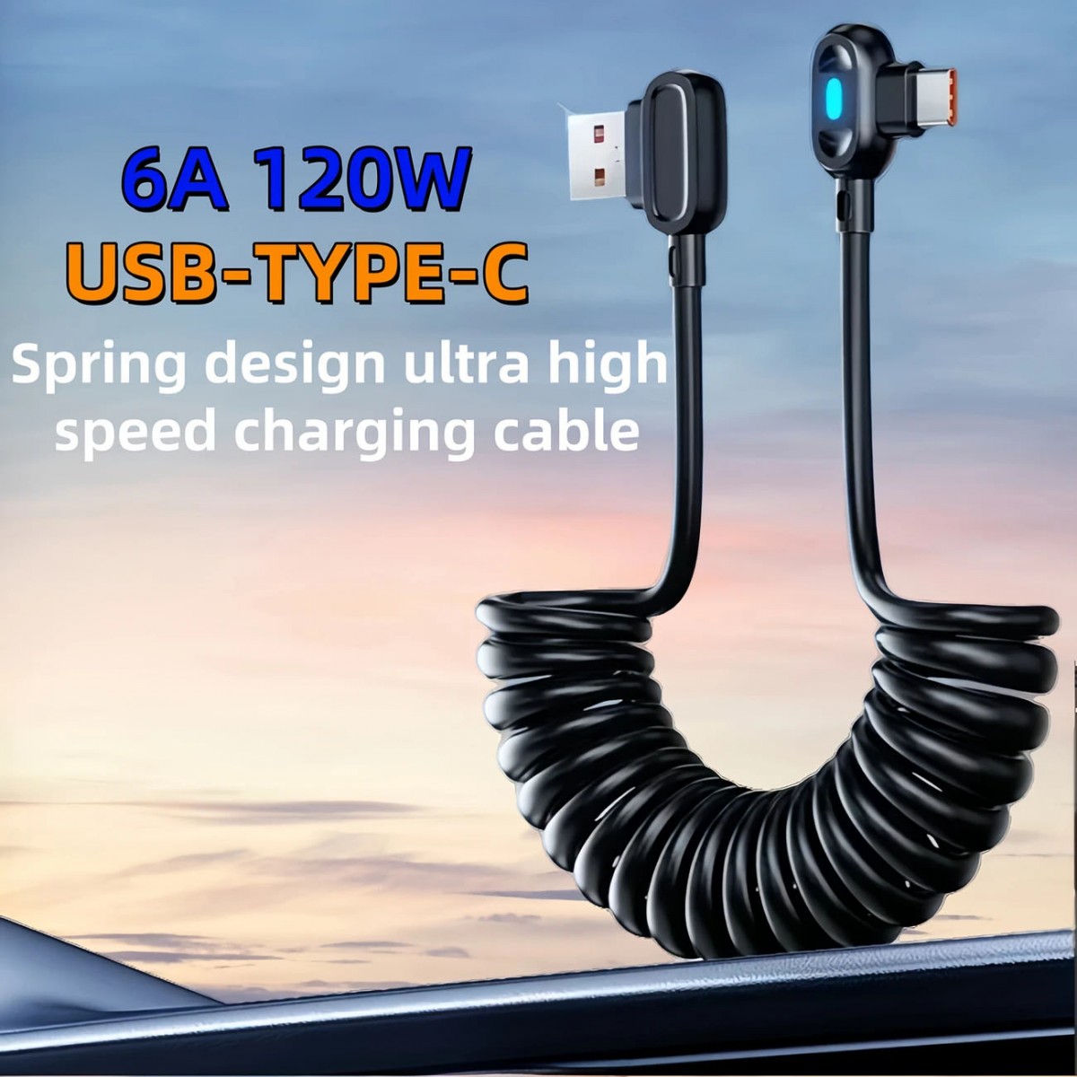 Кабель USB до USB-C Max 120W 6A кручений 2 метра 1 шт. Кабель USB до USB-C Max 120W 6A кручений 2 метра 1 шт.