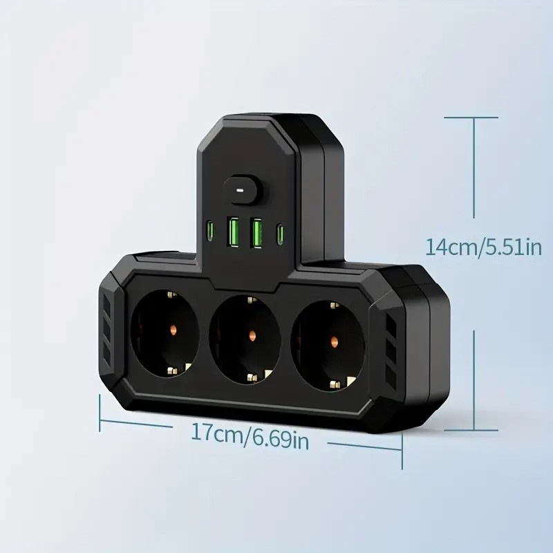 Трійник 7-в-1 панель живлення з USB. Білий Трійник 7-в-1 панель живлення з USB. Білий