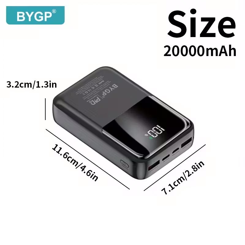 Повербанк BYGP 20000 мАг, 22,5 Вт. З цифровим дисплеєм. Компактний (Чорний) Повербанк BYGP 20000 мАг, 22,5 Вт. З цифровим дисплеєм. Компактний (Чорний)